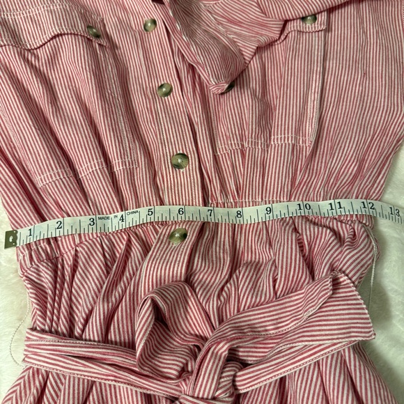 🌸 Free People Pink Striped Button-Front Shirt Dress‎ - Small, Old Money - Picture 10 of 13